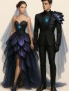 Cosmic Bond Matching Formal Set – Iridescent Gown & Galactic Tuxedo